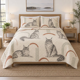 Modern Maine Coon Line Quilt Set