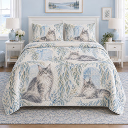 Willow Window Maine Coon Cat Quilt Set