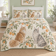 Orchard Sun Maine Coon Cat Quilt Set, front maine coon cat bedroom view
