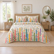 Pencil Garden Elementary Teacher Quilt Set, front elementary teacher bedroom view