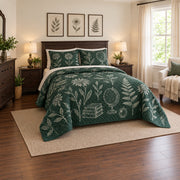 Chalkboard Botanicals Elementary Teacher Quilt Set, angled elementary teacher bedroom view