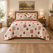 Apple Orchard Notes Elementary Teacher Quilt Set, front elementary teacher bedroom view