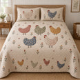 Feedsack Applique Hen Patchwork Quilt Set