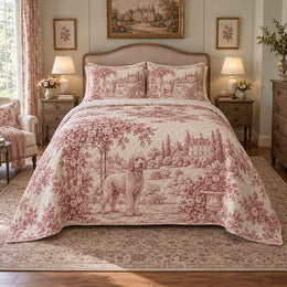 Rose Manor Doodle Goldendoodle Country Toile Quilt Set