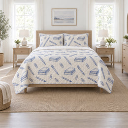 Blue Ink Study Elementary Teacher Quilt Set