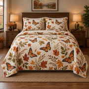 Autumn Migration Monarch Butterfly Quilt Set, front monarch butterfly bedroom view