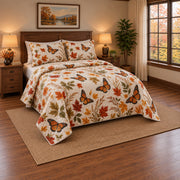 Autumn Migration Monarch Butterfly Quilt Set, angled monarch butterfly bedroom view