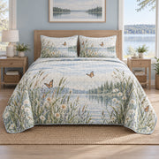 Lakeside Monarch Butterfly Quilt Set, front monarch butterfly bedroom view