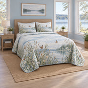 Lakeside Monarch Butterfly Quilt Set, angled monarch butterfly bedroom view