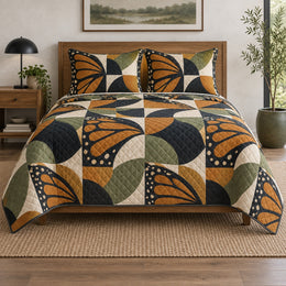 Monarch Butterfly Geometry Quilt Set