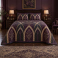 Plum Cathedral Windows Gothic Quilt Set
