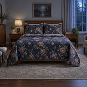Moonlit Climbing Roses Gothic Quilt Set, front gothic bedroom decor bedroom view