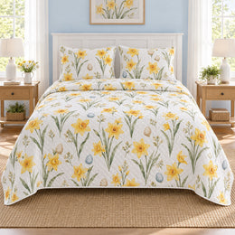 Daffodil Morning Easter Quilt Set