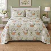 Gingham Easter Basket Quilt Set, front easter home decorating bedroom view