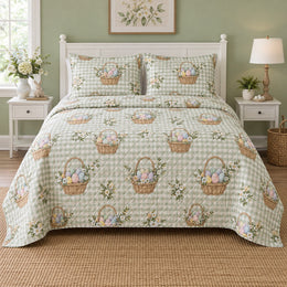 Gingham Easter Basket Quilt Set