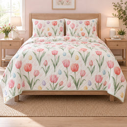 Tulip Egg Hunt Easter Quilt Set