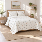Minimal Speckled Easter Quilt Set, angled easter home decorating bedroom view