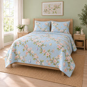 Pastel Orchard Easter Quilt Set, angled easter home decorating bedroom view