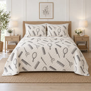 Salon Sketch Hair Stylist Quilt Set, front hair stylist bedroom view