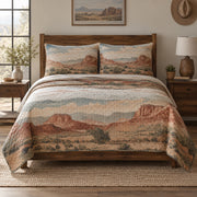 Desert Horizon Western Ranch Quilt Set, front western ranch bedroom bedroom view
