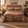 Ranch Fence Sunset Western Ranch Quilt Set