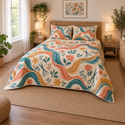 Folk Hair Studio Hair Stylist Quilt Set, angled hair stylist bedroom view