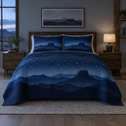Blue Hour Mesa Western Ranch Quilt Set, front western ranch bedroom bedroom view