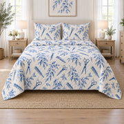 Blue Willow Shears Hair Stylist Quilt Set, front hair stylist bedroom view