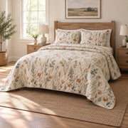 Prairie Wildflower Western Ranch Quilt Set, angled western ranch bedroom bedroom view