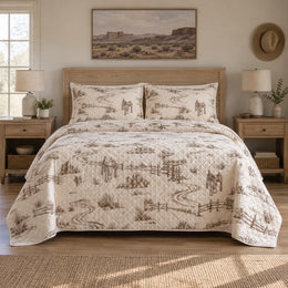 Canyon Trail Toile Western Ranch Quilt Set