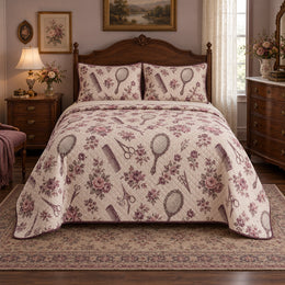 Vintage Vanity Hair Stylist Quilt Set