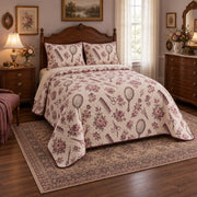 Vintage Vanity Hair Stylist Quilt Set, angled hair stylist bedroom view