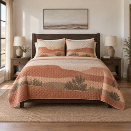 Sunwashed Adobe Western Ranch Quilt Set