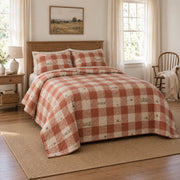 Ranch Morning Gingham Western Ranch Quilt Set, angled western ranch bedroom bedroom view