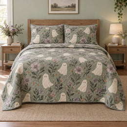 Friendly Ghost Garden Halloween Quilt Set