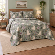 Friendly Ghost Garden Halloween Quilt Set, angled halloween home decorating bedroom view