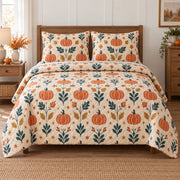 Folk Harvest Halloween Quilt Set, front halloween home decorating bedroom view