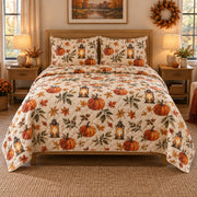 Autumn Lantern Halloween Quilt Set, front halloween home decorating bedroom view