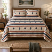 Rally Stripe Pickleball Quilt Set, front pickleball bedroom view