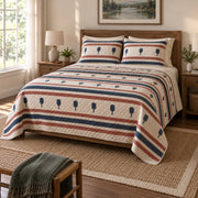 Rally Stripe Pickleball Quilt Set, angled pickleball bedroom view
