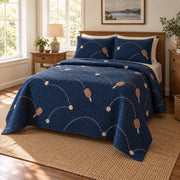 Evening Rally Pickleball Quilt Set, angled pickleball bedroom view