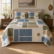 Court Geometry Pickleball Quilt Set, front pickleball bedroom view