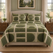 Hedge Geometry Landscaper Quilt Set, front landscaper bedroom view