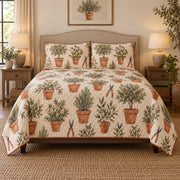 Terracotta Pots Landscaper Quilt Set, front landscaper bedroom view