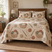 Yarn Basket Crochet Quilt Set, front crochet bedroom view