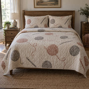 Linen Yarn Crochet Quilt Set, front crochet bedroom view