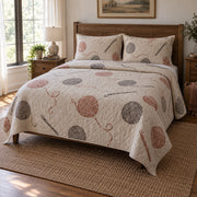 Linen Yarn Crochet Quilt Set, angled crochet bedroom view