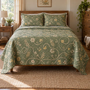 Meadow Stitches Crochet Quilt Set, front crochet bedroom view