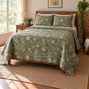 Meadow Stitches Crochet Quilt Set, angled crochet bedroom view