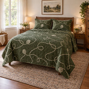 Cozy Loops Crochet Quilt Set, angled crochet bedroom view